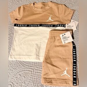 Jordan Tan Matching Set Short Sleeve and Shorts with Logo